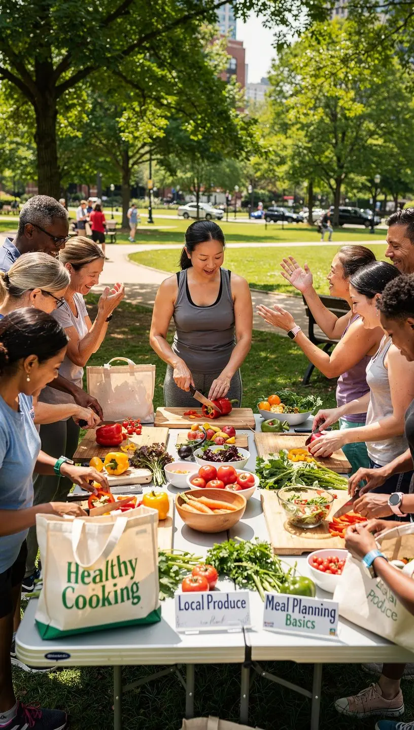 An overhead view of a weekly meal prep setup with nutritious ingredients in containers.